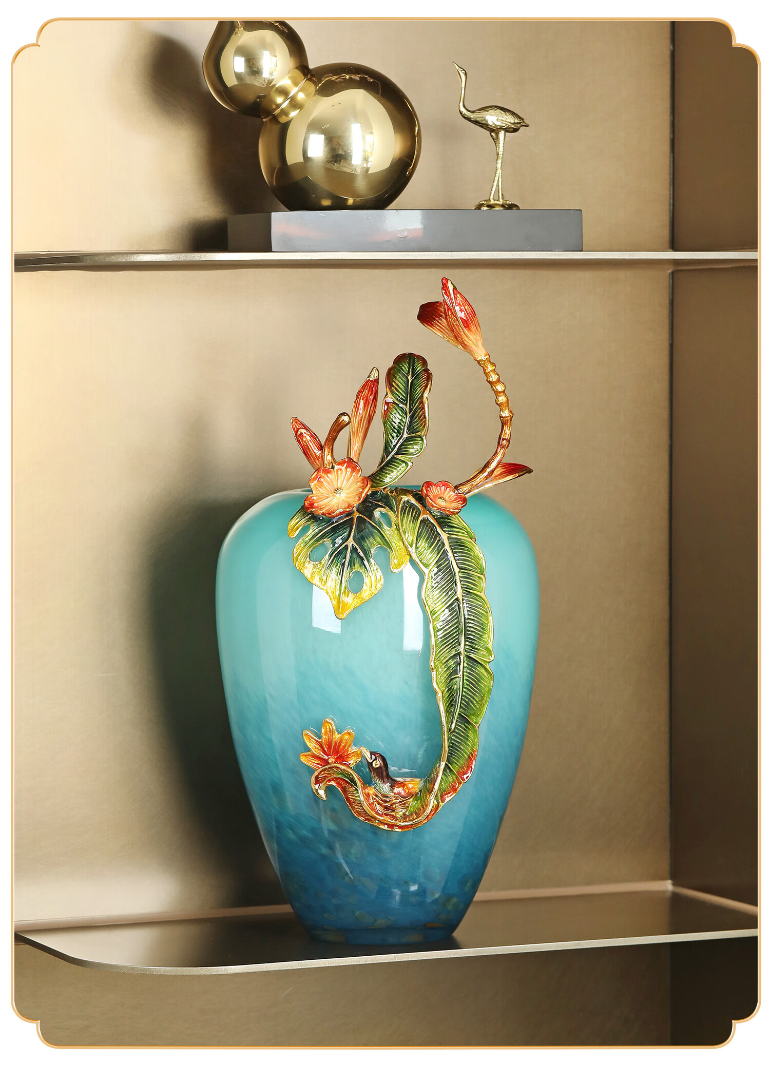 Mr. Nan Chu Enamel Painted Vase Flower Pot Living Room Study TV Cabinet Wine Cabinet Home Decoration Housewarming Moving Gift 2