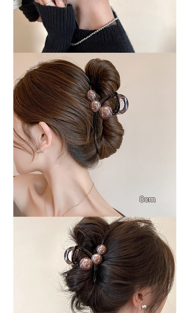 Jianyingshu Heart Pearl Hair Clip Set of 2 Back Hair Bun Clips New Stylish High-End Hair Claw Accessories for Women 2