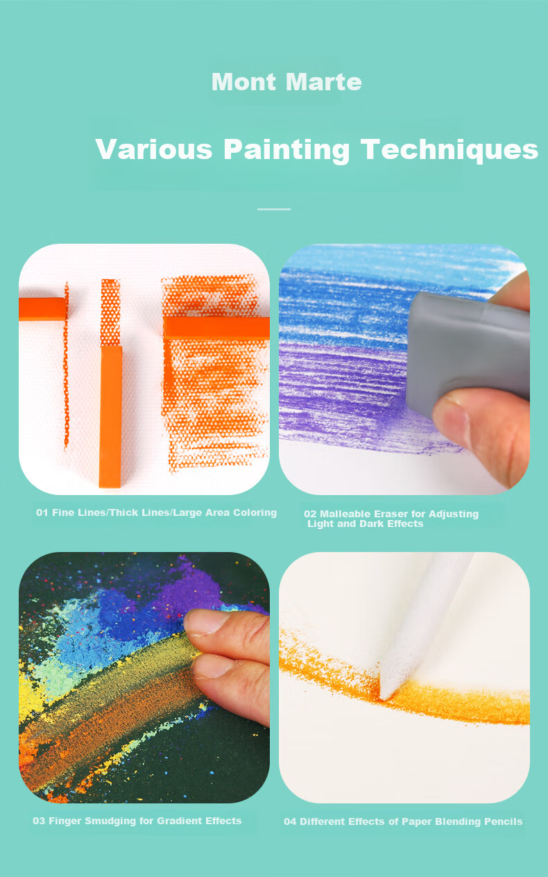 Mont Marte Colored Chalk, Drawing Sticks, Colored Chalk, Hand-Drawn Chalk, Blackboard Paint, 48 Colors, MMPT0030, Art Sketching 9