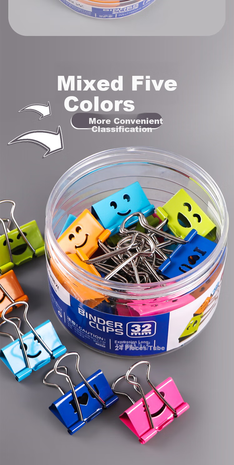 M&G Long Tail Clips, Colorful Cute Smiley Faces, 25mm, 48 Pieces/jar, Small Metal Binder Clips, Office Supplies, Paper Clips, ABS92703, Single Box Packaging 5