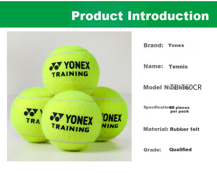 YONEX Tennis Match Training, Beginner to Advanced, High Bounce And Wear-Resistant, Full Bag of 60 Balls, Combination Pack 1