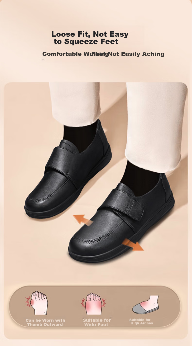 Zulijian Elderly Women's Shoes, Autumn Season, Shallow Mouth Flats, Soft-Soled Leather Shoes, Middle-Aged And Elderly Mom Shoes, 8690K Khaki, Size 39 10