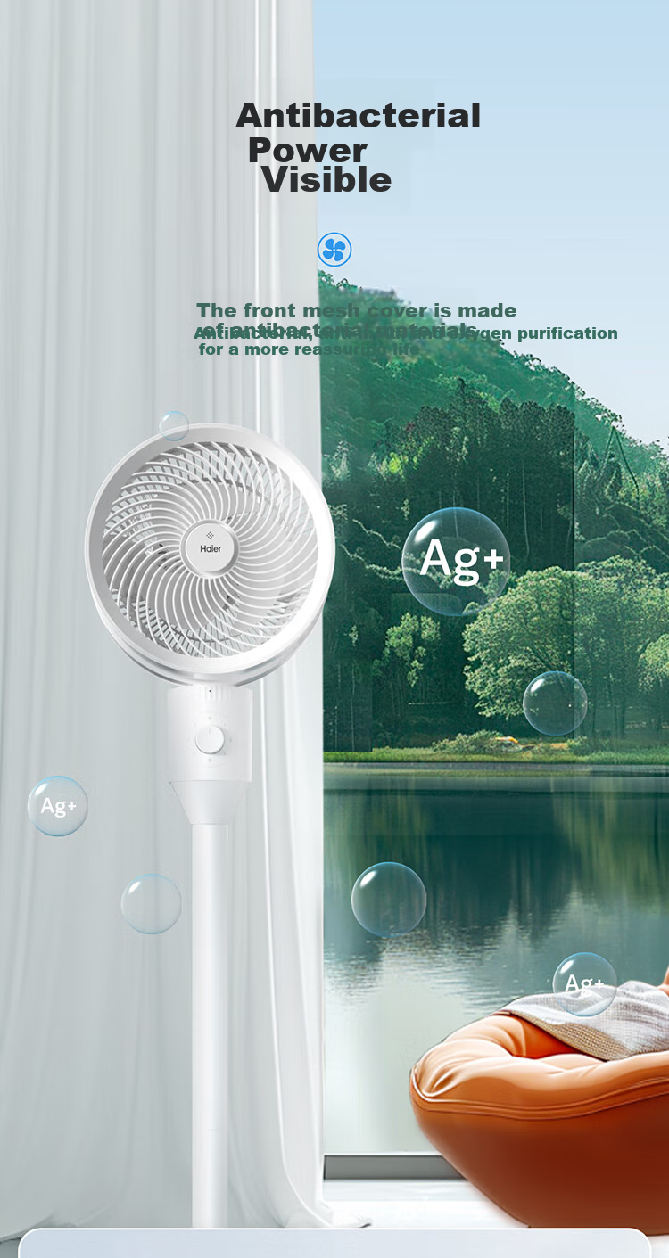 Haier [3D Oscillating] Air Circulator Fan, Home Bedroom Quiet Electric Fan with 3D Oscillation, Powerful Floor Fan, Desktop Whole-House Circulation Fan, Energy-Saving Air Conditioner Fan HFX-J00 8