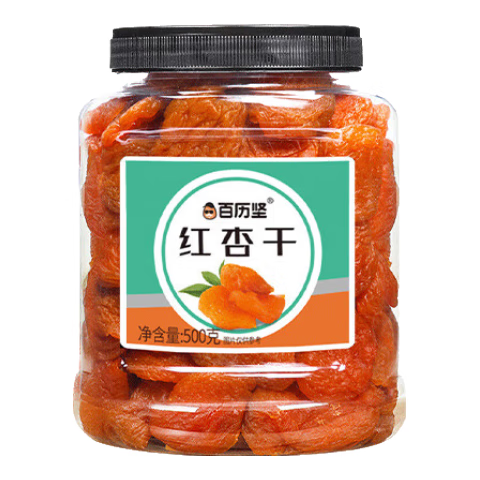 百历坚 红杏干500g/罐 吊干杏 蜜饯果干办公室零食休闲食品果脯年货送礼