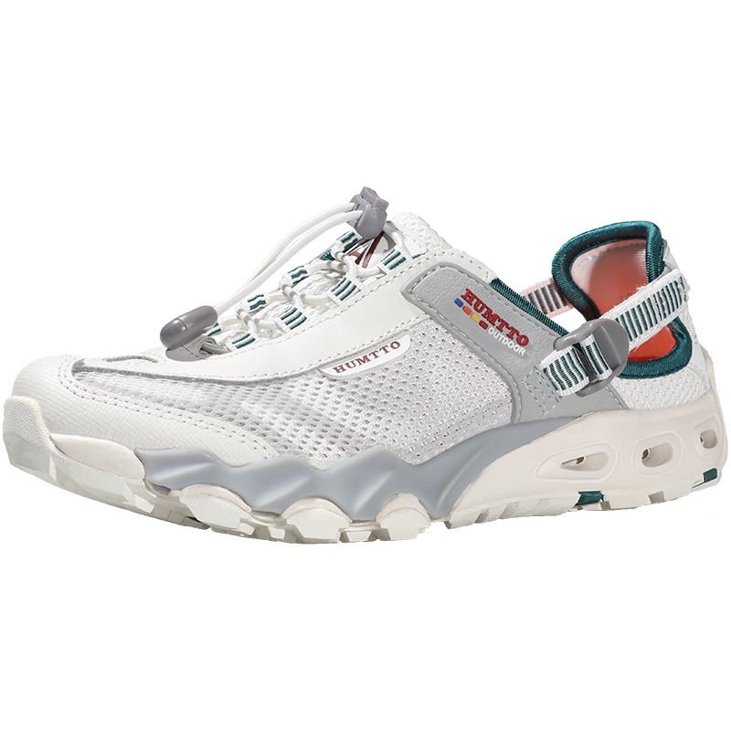 HUMTTO Summer River Tracing Shoes, Breathable Quick-Drying Outdoor Water Shoes, Comfortable Shock-Absorbing Hiking Shoes for Women, White/light Gray, Size 37
