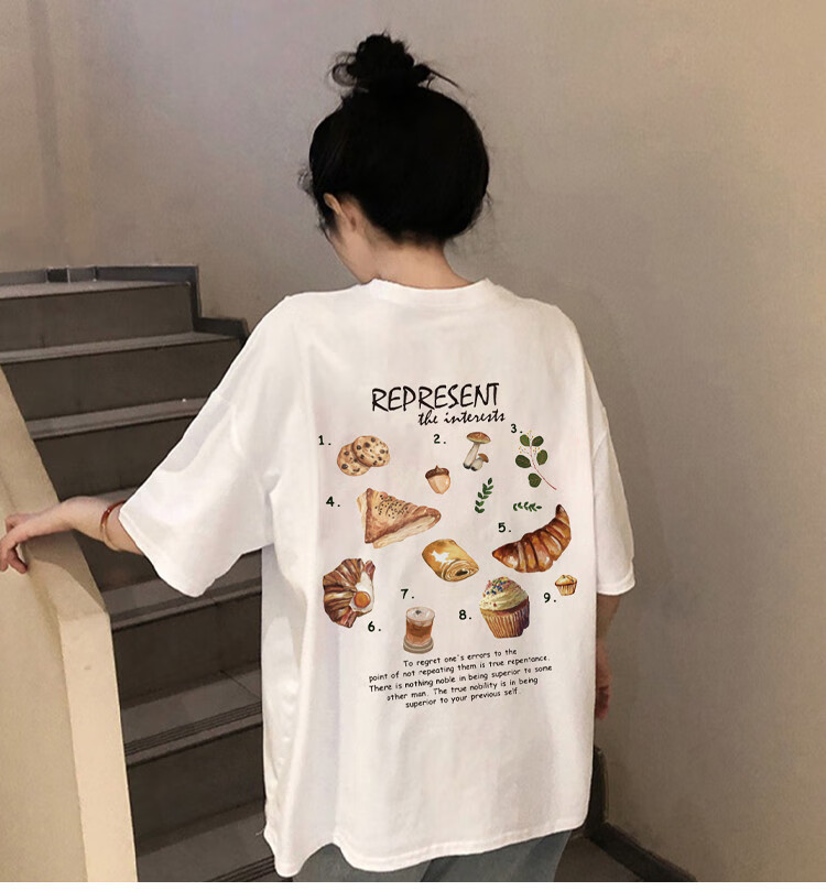 TonLion 2025 Summer Women's Crew Neck Back Graphic Short Sleeve T-Shirt 7