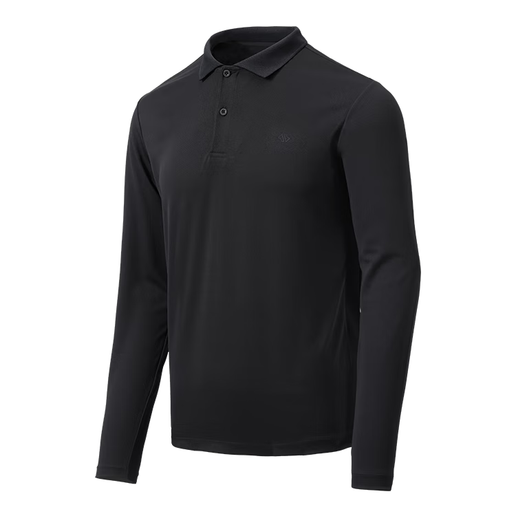 JD Original Autumn Sports Casual Long-Sleeve Outdoor T-Shirt for Men POLO Simple Sun Protection Quick-Dry Top, Black, XL