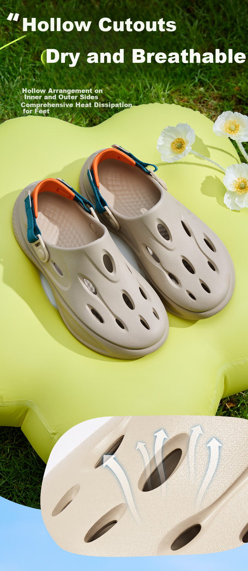 QIAODAN Breathable Cloud Hole Shoes, Men's Casual Beach Shoes, Outdoor Sandals 7