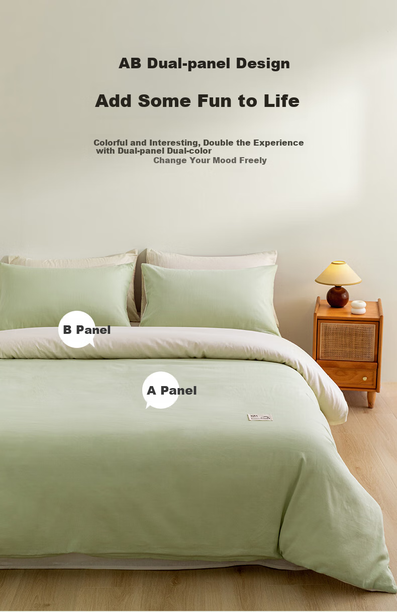 Hengyuanxiang Pure Cotton Three-Piece Set, Class A Antibacterial, 100% Pure Cotton Bed Sheet, Duvet Cover, Pillowcases, Bedding Set, Apple Green (Duvet Cover 150*200cm) 4