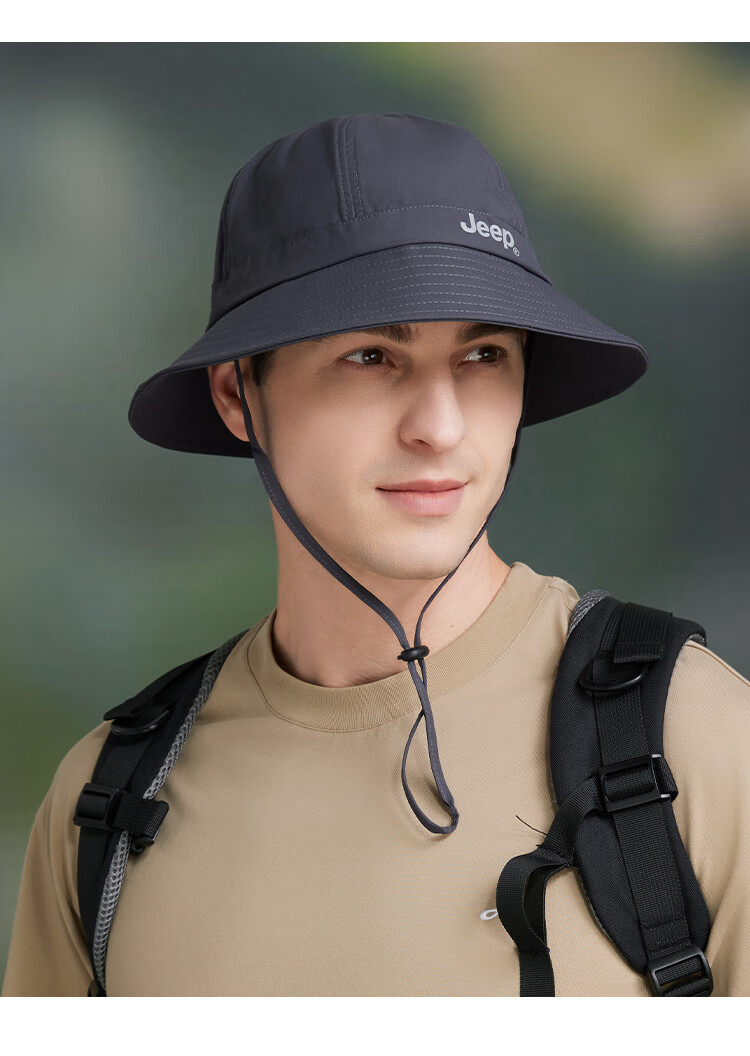 JEEP Men's Sun Protection Bucket Hat Fishing Hiking Outdoor Summer Cap Dark Blue Black 7