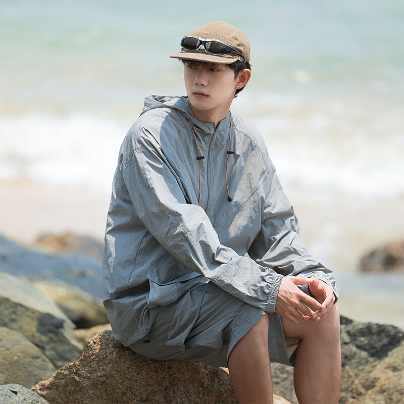 Dingfengbaoluo Outdoor Original Yarn Sun Protection Jacket Summer Cooling Ice Silk Breathable Quick-Dry Sports Casual Coat DLY18 Seafoam Green 2XL