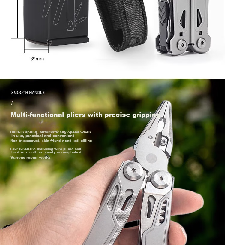 GEDUN Multi-Functional Tool Pliers, Folding Pliers, Portable Survival Knife, Outdoor Emergency Rescue Tools, Tactical Pliers, Wrench, Scissors 6