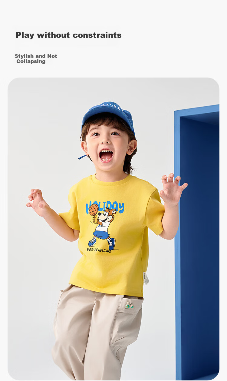 BALABALA Children's Clothing, Kids' T-Shirt, Pure Cotton Short-Sleeve Top, Girls' And Boys' Summer Wear, Moisture-Wicking And Quick-Drying 5