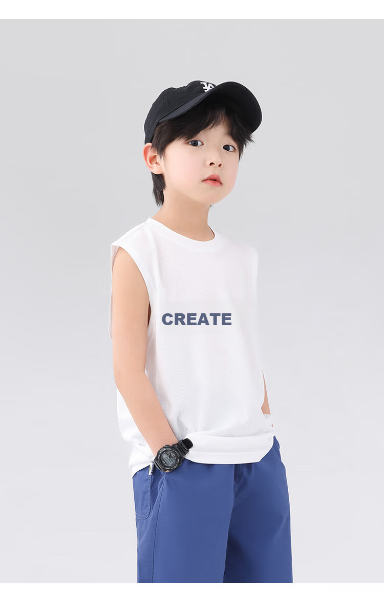 Zuoxi Boys' Tank Top, Summer Thin Sleeveless T-Shirt, 2026 New Children's Top, Mesh Quick-Dry Trendy, Yellow-Green, Size 140 11