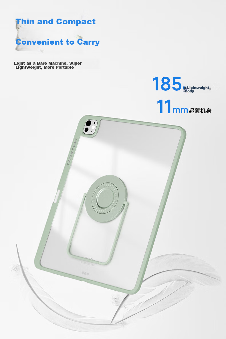 COOLSTART IPad 12/11/10 Generation Support Case, 2025 A16 Protective Cover, Shockproof Full Coverage with Rotating Stand, 10.9/11 Inch, Mint Gree 14