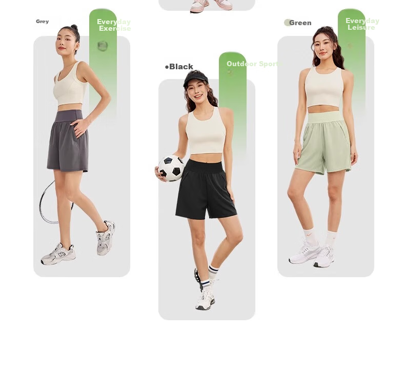 NEVER ME Women's Sports Pants, Casual Shorts, High-Waisted Tummy Control, Loose-Fitting, Breathable, Quick-Drying, Running, Fitness, Boxing Pants, Summer 9