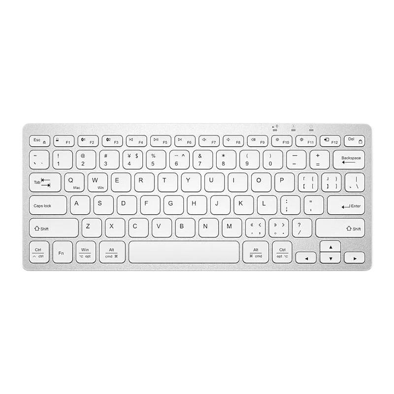 B.O.W Hangshi HD098C Ultra-Thin Portable Silent Dual-Mode Keyboard, 78 Keys, Wireless Bluetooth Magic Control External IPad Computer Phone Tablet Rechargeable Office Keyboard, White