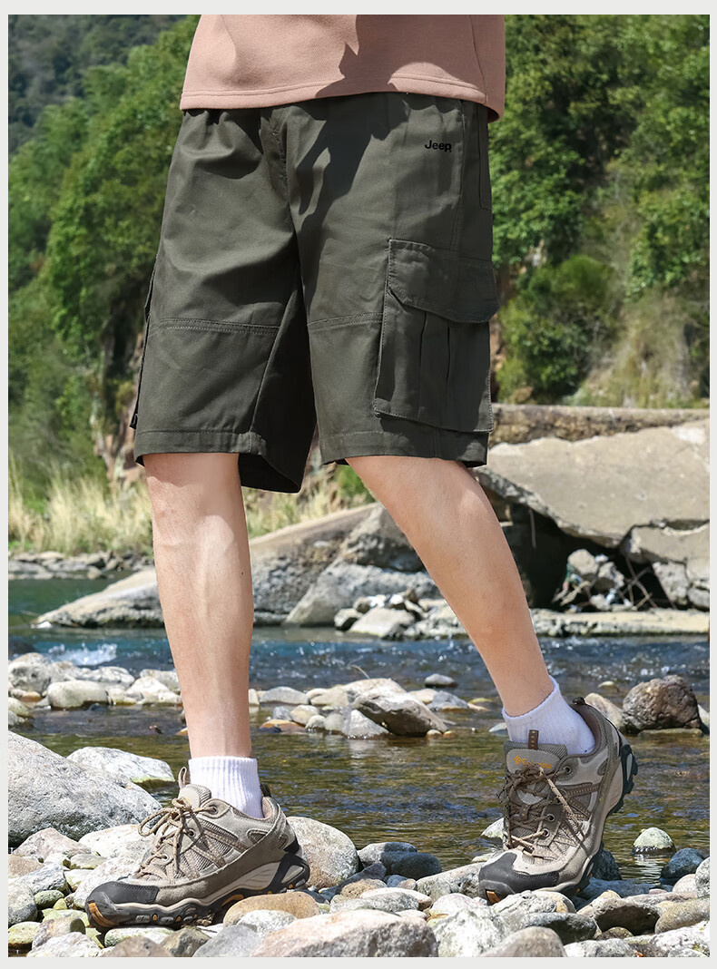 JEEP Men's Cargo Shorts, Loose Straight-Leg, Quick-Dry Breathable Sports Casual Five-Point Pants, Trendy Mid-Length Trousers 6