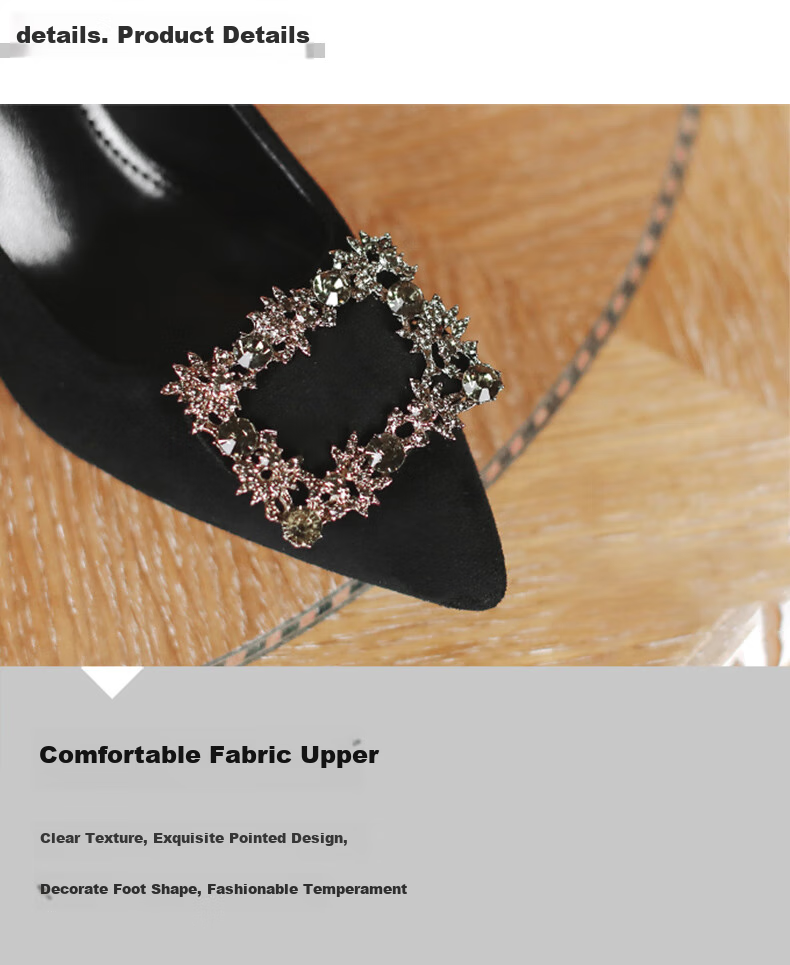 CARTELO Rhinestone Pointed Toe Pumps with Snowflake Buckle, KCC-6688 Black (3cm), Size 38 5