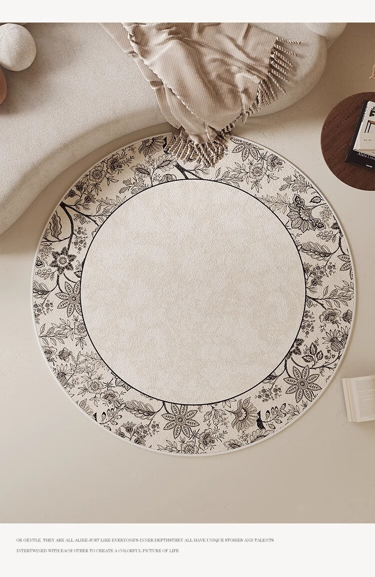 Shengwaluding Circular Carpet, Living Room Luxurious High-End Thickened Bedroom Sofa Home Decor Cream Style Non-Slip Carpet Upgraded Versio 13