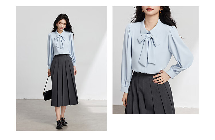 Bodexiaojie Women's Chiffon Bow Tie Blouse, Professional Commute Formal Wear, Inner Layer for Petite Figures, Interview Shirt, White, XL 12