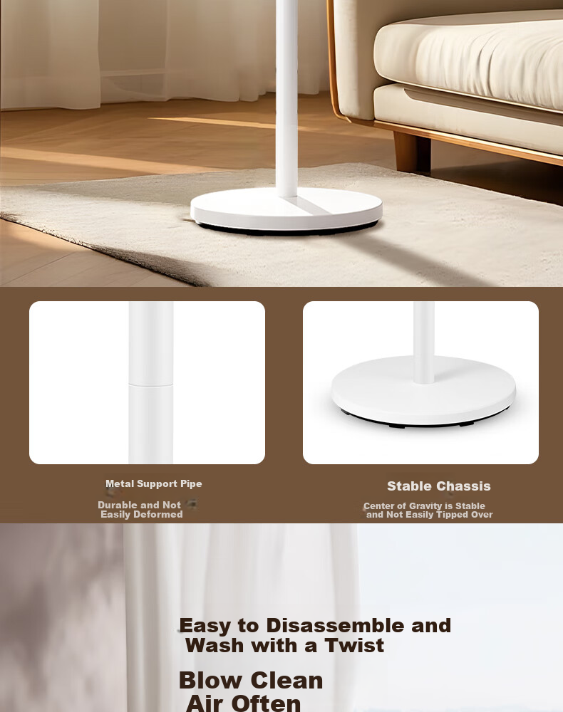 AIRMATE DC Inverter Floor Fan, Level 1 Energy Efficiency, Quiet Home Bedroom Living Room Office Air Circulation Fan, Remote Control, Energy-Saving Desktop Table Fan FS30-RD121 10