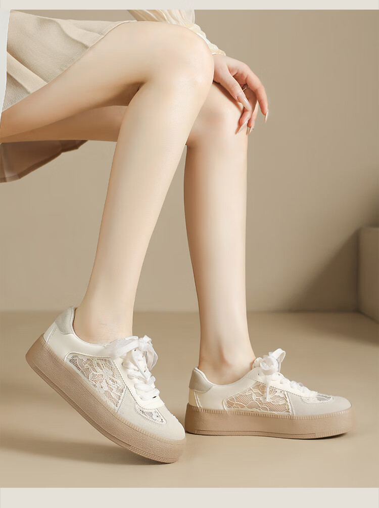ZHR Women's Training Shoes 2026 New Summer Lace Mesh Breathable Platform Sneakers KS78E Beige Size 40 15