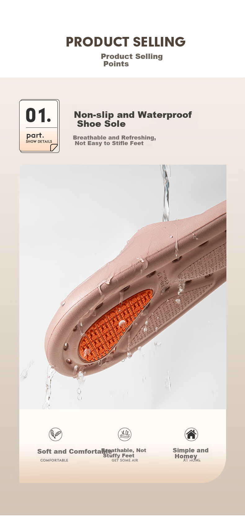 YUZHAOLIN Non-Slip Slippers for Men And Women, Indoor Bathroom Shower Anti-Slip Quick-Drying Sandals YR312 Gray 40/41 6
