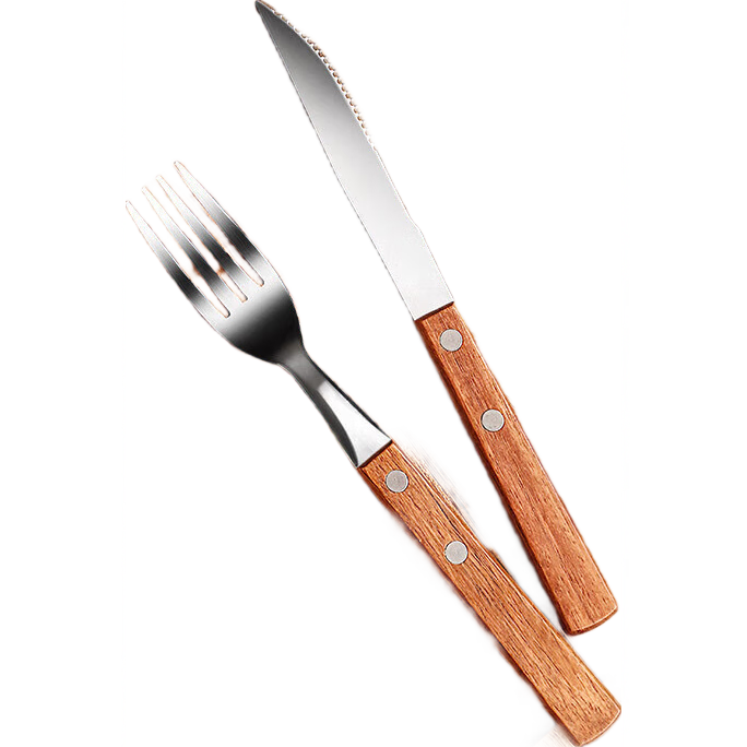 CRISTALGLASS 304 Stainless Steel Steak Knife And Fork Set, Rosewood Handle Thickened Cutlery Set for Western Cuisine