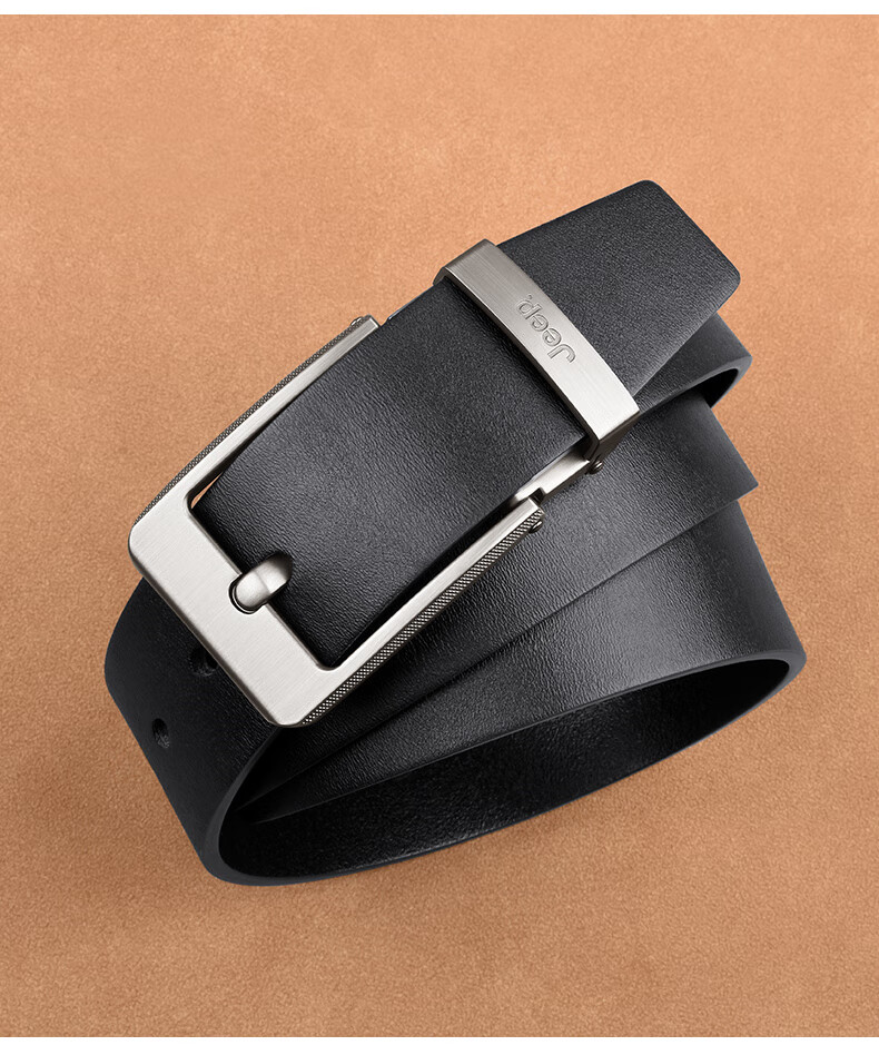 JEEP Men's Leather Belt, Business Pin Buckle Casual Waistband, Young People's Trouser Belt, Birthday And Holiday Gift for Boyfriend, Husband, Father 2