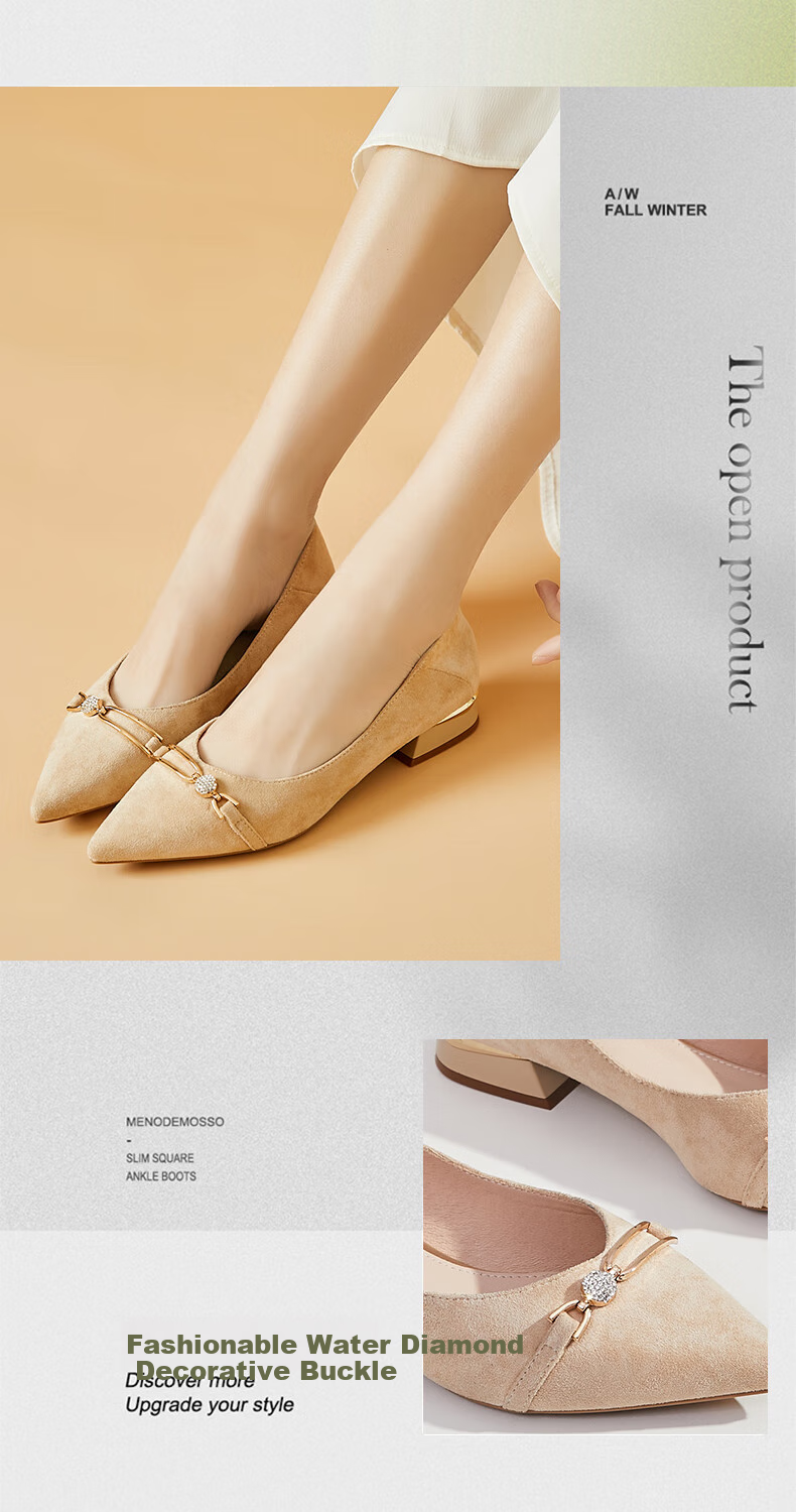 DAPHNE Women's Single Shoes, Professional Work Shoes, Fashionable Elegant Pointed Toe Chunky Heel Square Heel Comfortable Versatile Women's Shoes 4622101003 Beige 36 3