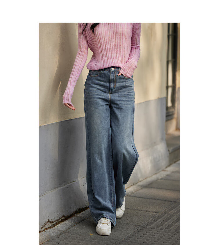 Dme [Retro Tube Maogao Craft] Spring Lightweight Cloud-Feel Cotton Straight-Leg Trousers, Slim-Fit Versatile Women's Jeans 4