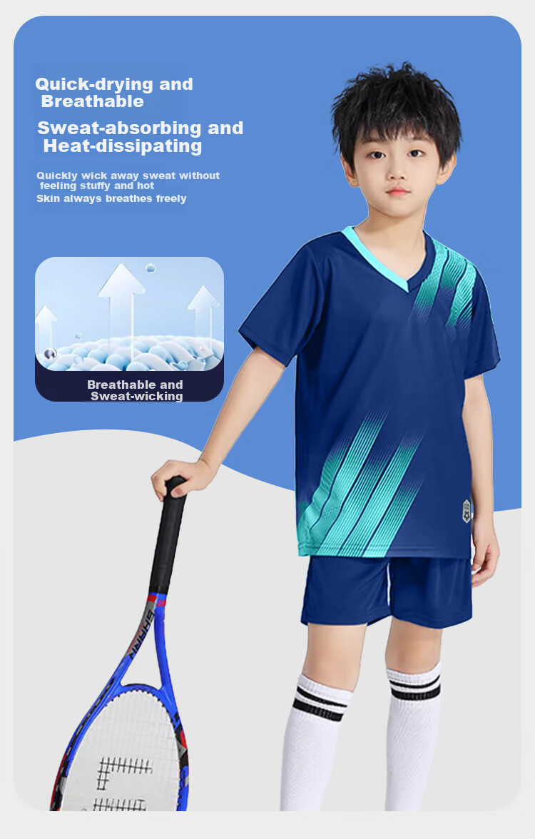 VICTORIATOURIST Sports Set, Children's Soccer Uniform, Basketball Training Suit, Indoor Fitness Wear, Running Quick-Dry Shirt, Jersey 5