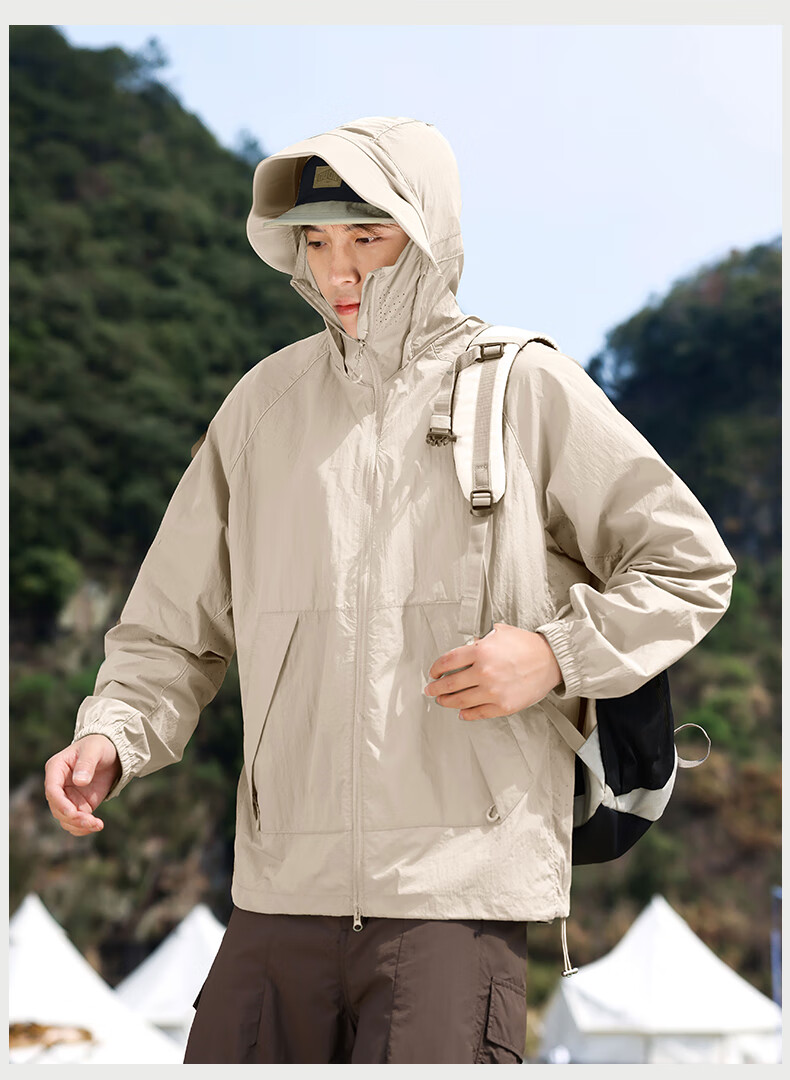 EASTERN CAMEL Unisex Summer UPF50 Sun Protection Outdoor Fishing Jacket Light Gray XS 21