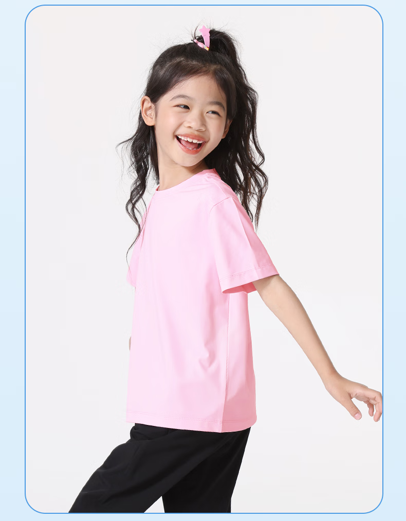 PEPCO Girls' Set 2026 Summer Thin Ice Silk Quick-Dry Short Sleeve Sports Shorts Two-Piece Set for Older Children 17