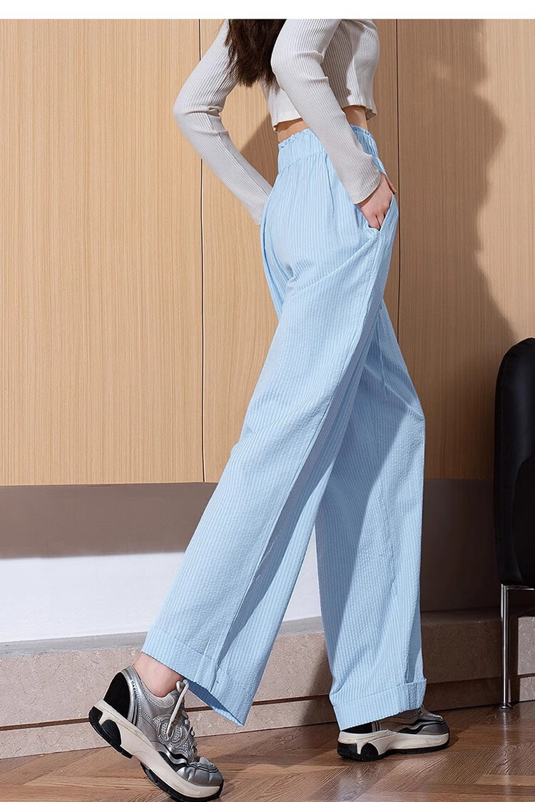 TonLion 2025 Spring Women's Loose Casual Striped Wide-Leg Pants 7