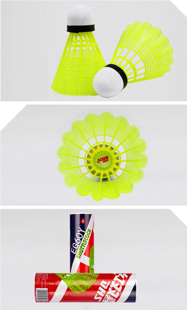 DHS Durable Training Nylon Badminton Plastic Shuttlecocks, Pack of 6, Yellow EG60Y 3