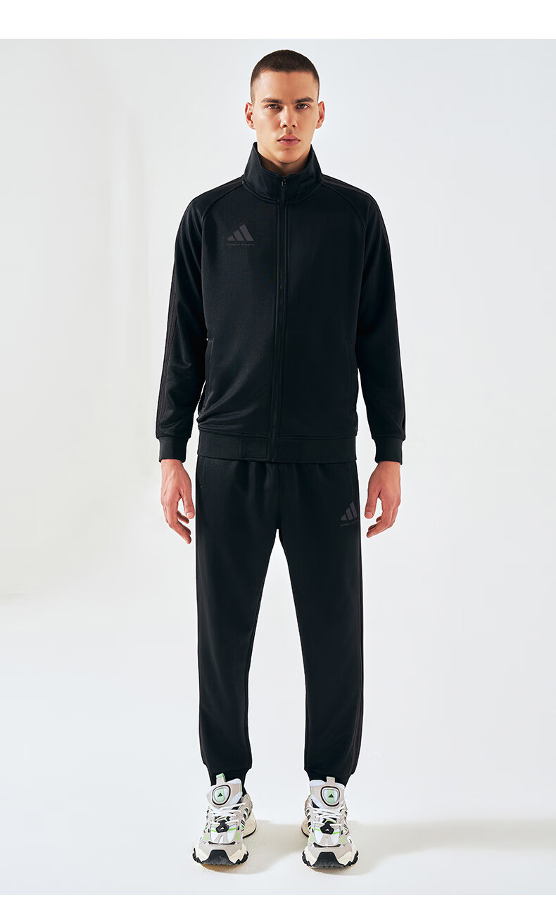 Adidas Men's Spring Running Sportswear Set, Windproof Jacket And Leggings Two-Piece Suit, Black And White, 2XL 17