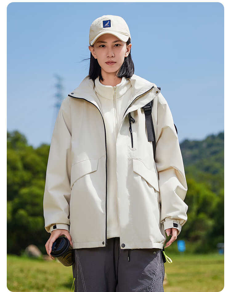 JEEP SPIRIT 3-in-1 Unisex Outdoor Mountaineering Jacket Casual Hooded Coat Green 2XL 19
