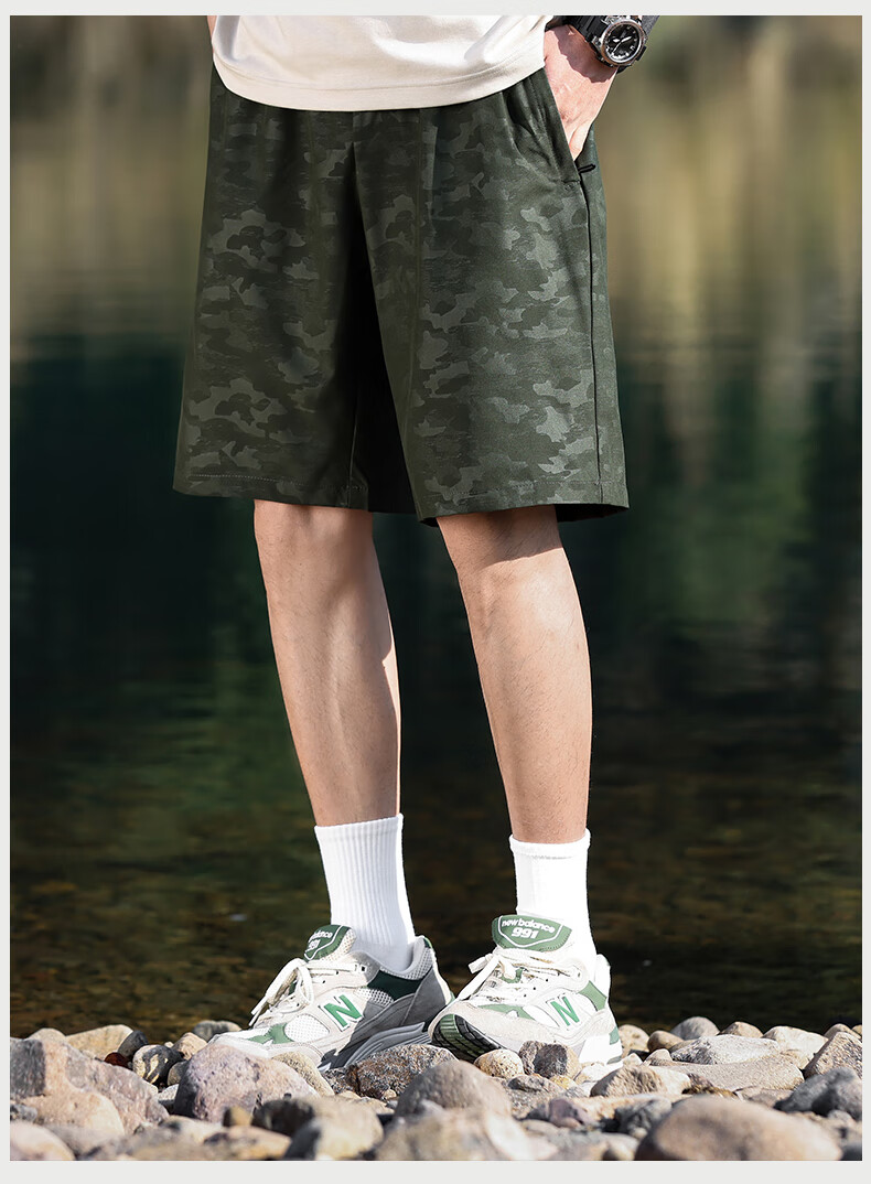 EASTERN CAMEL Men's Trendy Summer Outdoor Casual Sports Straight Five-Point Shorts Youth Loose Beach Pants 7