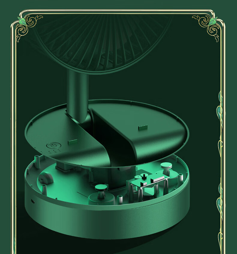 Dipuer Foldable Retractable Small Fan, Desktop Office Dorm Small Electric Fan, USB Rechargeable Portable Home Outdoor Floor-Standing High-Power Mini Fan - Gree 12