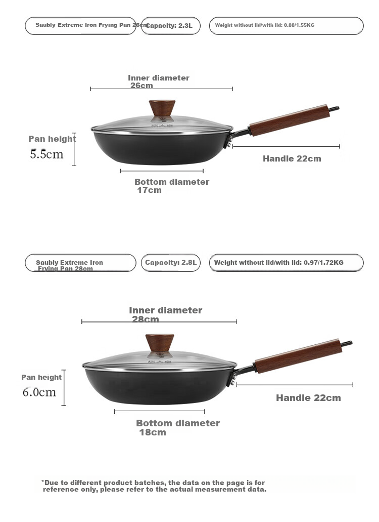 COOKER KING Non-Stick Frying Pan without Chemical Coating for Home Use, Pancakes, Steak, Induction Cooker, Small Iron Wok, Cast Iron Skillet, 24cm 15
