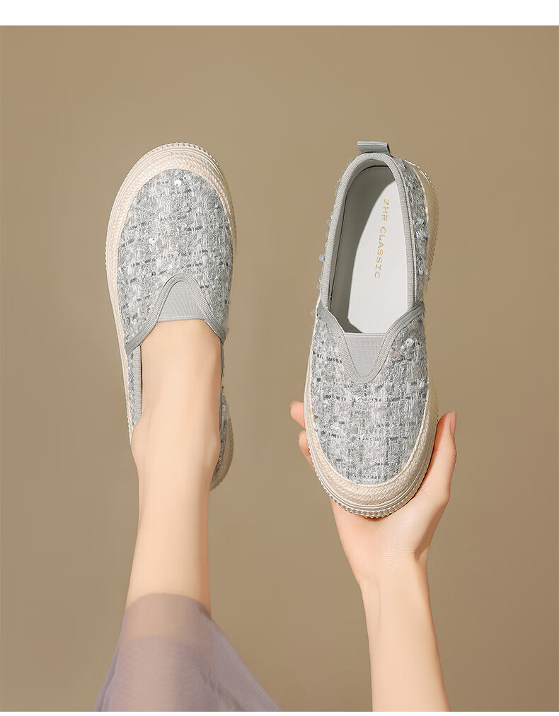 ZHR Fisherman Shoes for Women, Breathable Mesh Casual Fabric Shoes, Versatile Comfortable Thick-Soled Flats, M626, Gold, Size 35 23