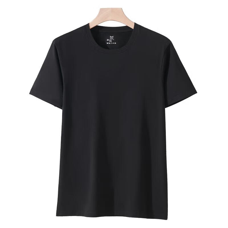 Miiow [Silk Modal Cotton] Men's Short Sleeve T-Shirt Slim Fit Base Layer Half Sleeve Spring Summer 2026 Black 2XL