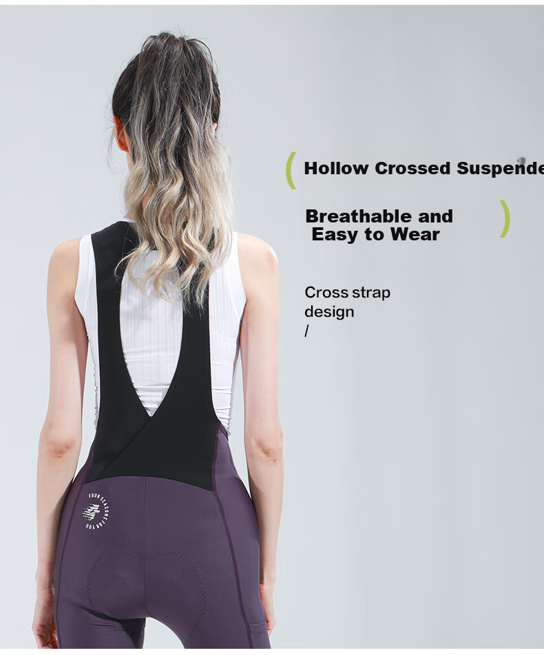 Lameda Cycling Jersey, Road Bike Riding Pants for Women, Suspender Cycling Long Pants, Bicycle Summer Riding Clothes with Seat Cushion, Qingru 6
