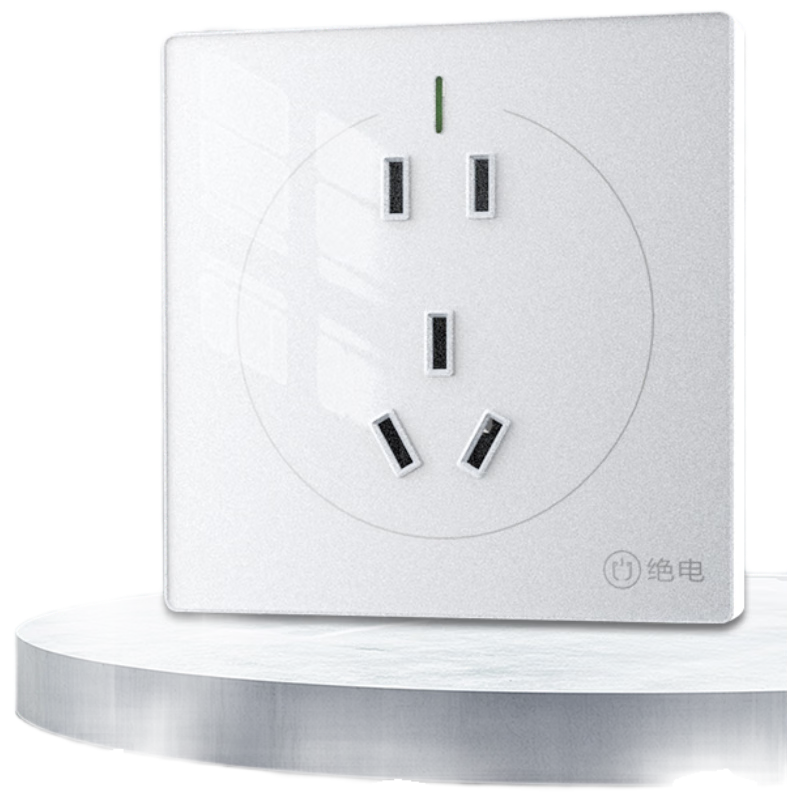 Juedian Waterproof Switch Socket, Tempered Glass Panel High-End Elegant, New National Standard 86-Type Household, 10A Five-Hole Water And Steam Resistant, Light Series, Pearl White
