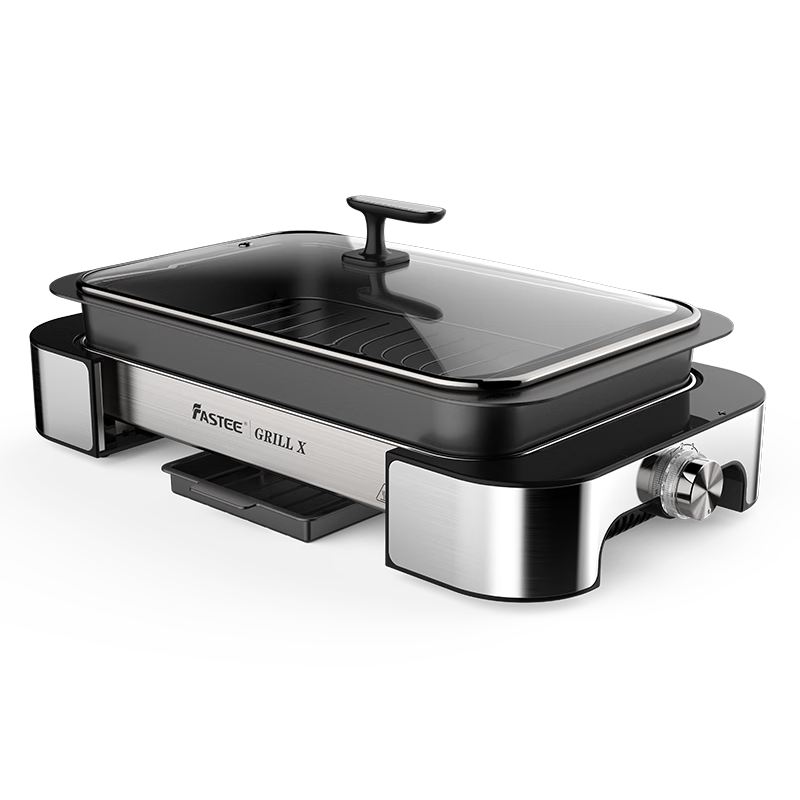 Fastee Electric Grill Pan, Smokeless Home Barbecue Grill Plate for Grilling Meat And Fish, Non-Stick Steak Pan for Outdoor Use FST-53DC