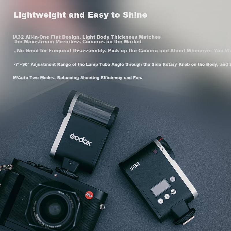 Godox IA32 Flash, Compact Hot Shoe Interface Universal Camera Speedlight, Small Cube Portable for Outdoor Shooting, Portrait Photography, And Mirrorless Digital Cameras