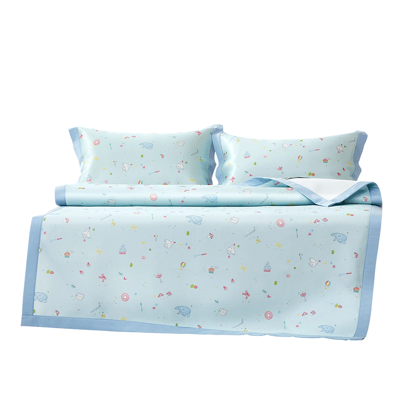 Fuanna Kids A-Class Cooling Mat Printed Soft Mat Single Two-Piece Set Green 0.9*2m [Washable]