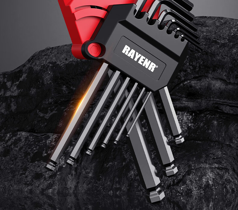 Ruineng Hex Key Set with Ball-End And Flat-Head Wrenches [Extended And Flat Dual-Use] 9-Piece Set 2
